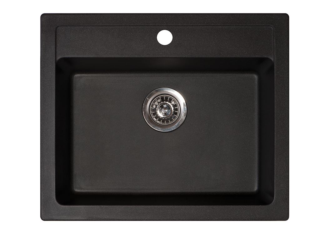 Chiuveta X Granit Quadro 60 negru600 x 500 mm, sifon 90 mm, granit