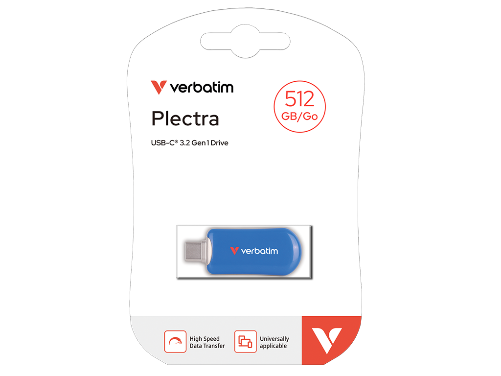 USB Flash Drive Verbatim, Plectra,512GB, USB-C, BLUSB 3.2 Gen 1