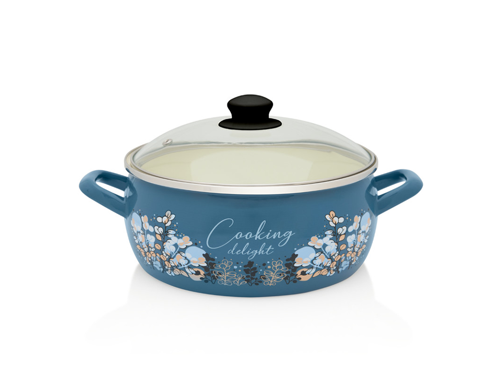 Cratita 5l cu capac sticla Cooking Delight Metalac email/24cm/5l