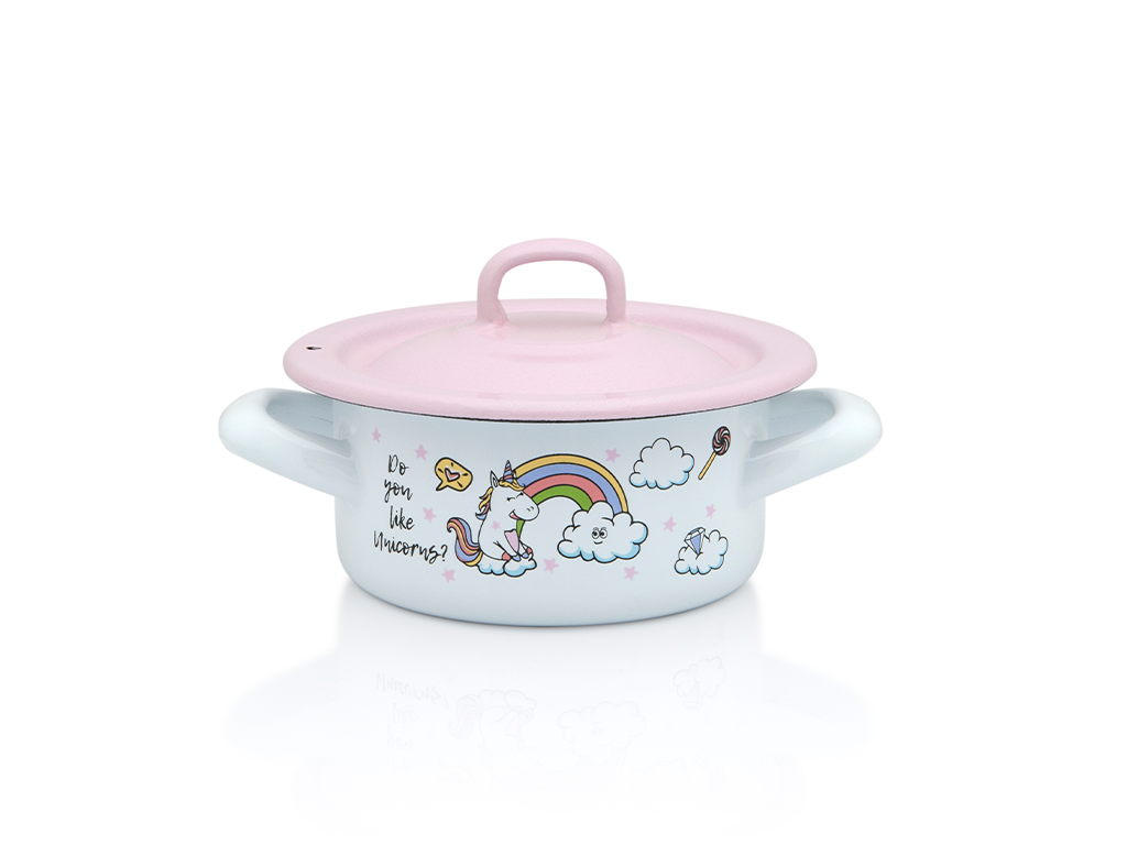 Cratita 0.75l cu capac Unicorn Metalac email/12cm/0.75l