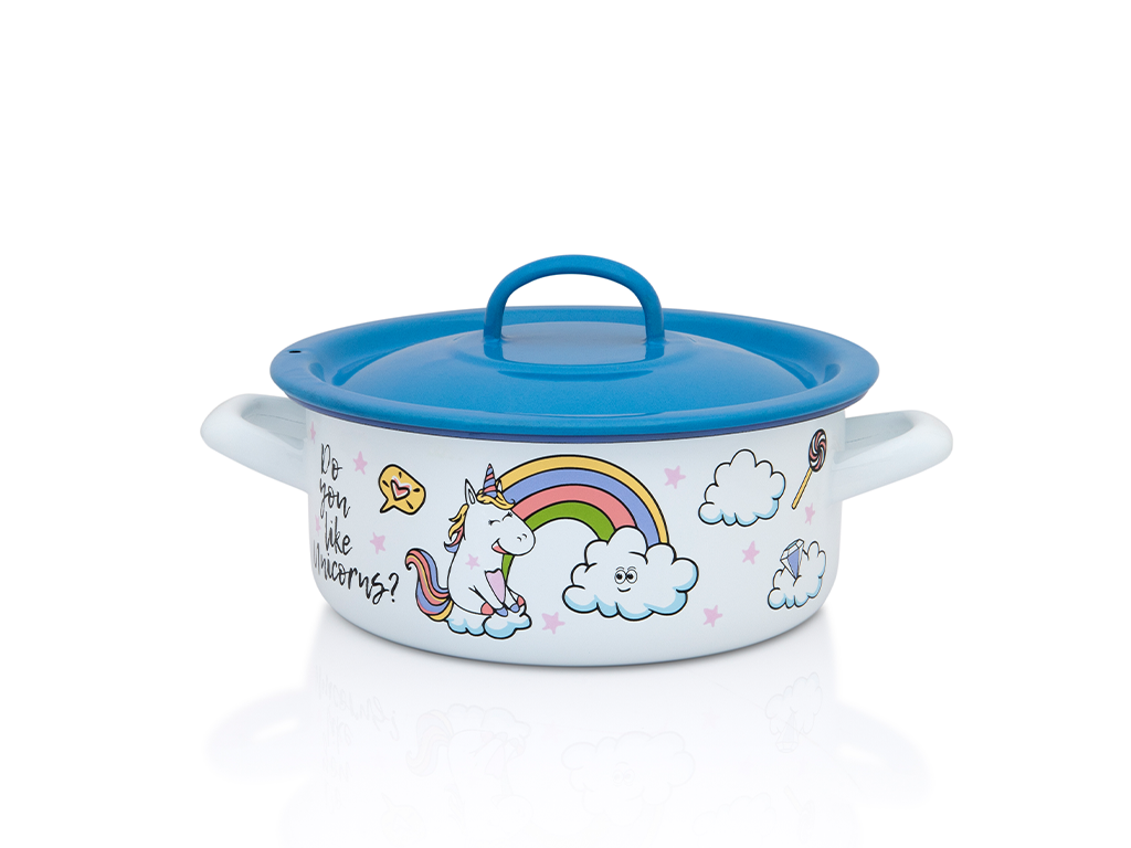 Cratita 0.75l cu capac Dino Metalac email/12cm/0.75l