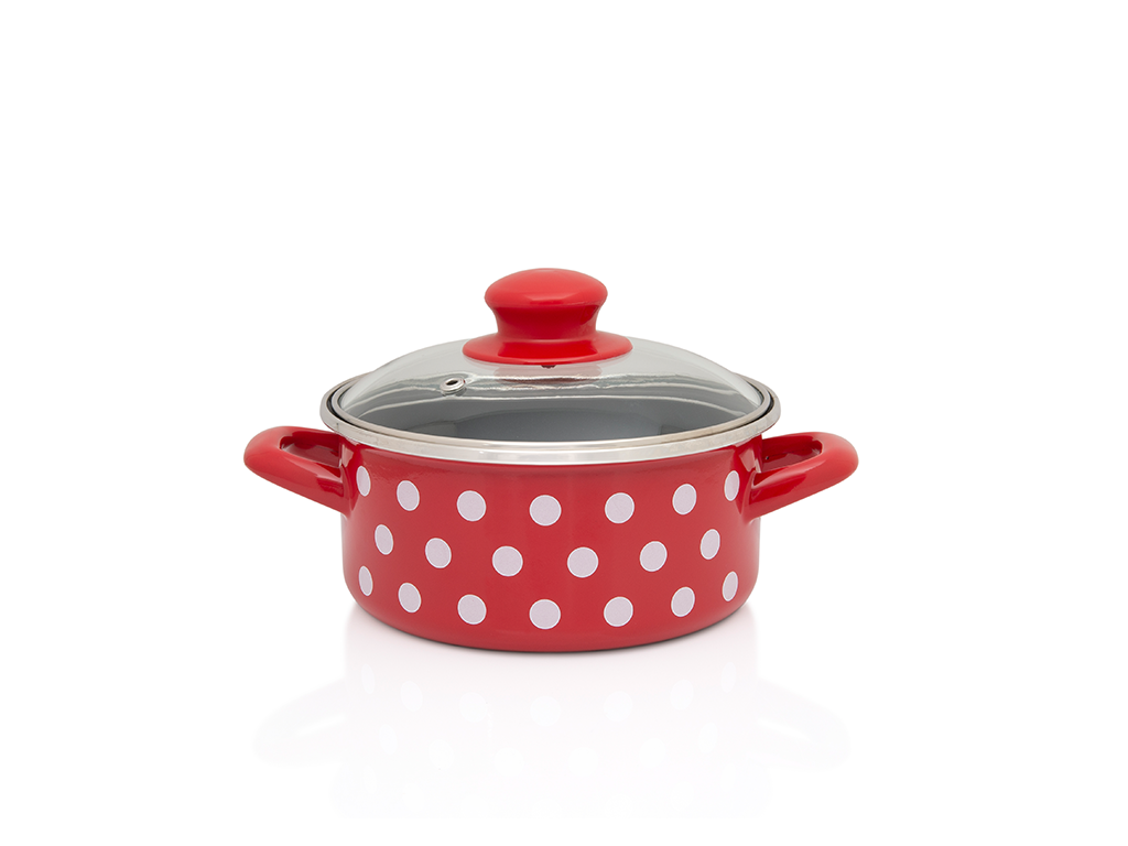 Cratita 1l cu capac din sticla Tufne Metalac email/14cm/1l