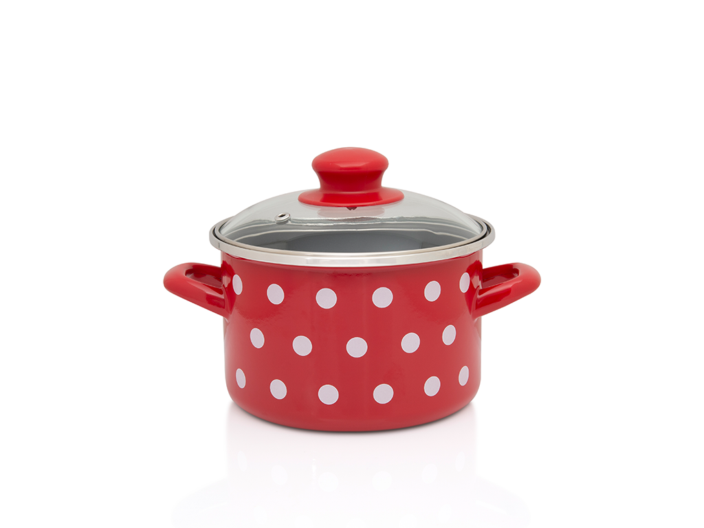 Oala 1.5l cu capac din sticla Tufne Metalac email/14cm/1.5l