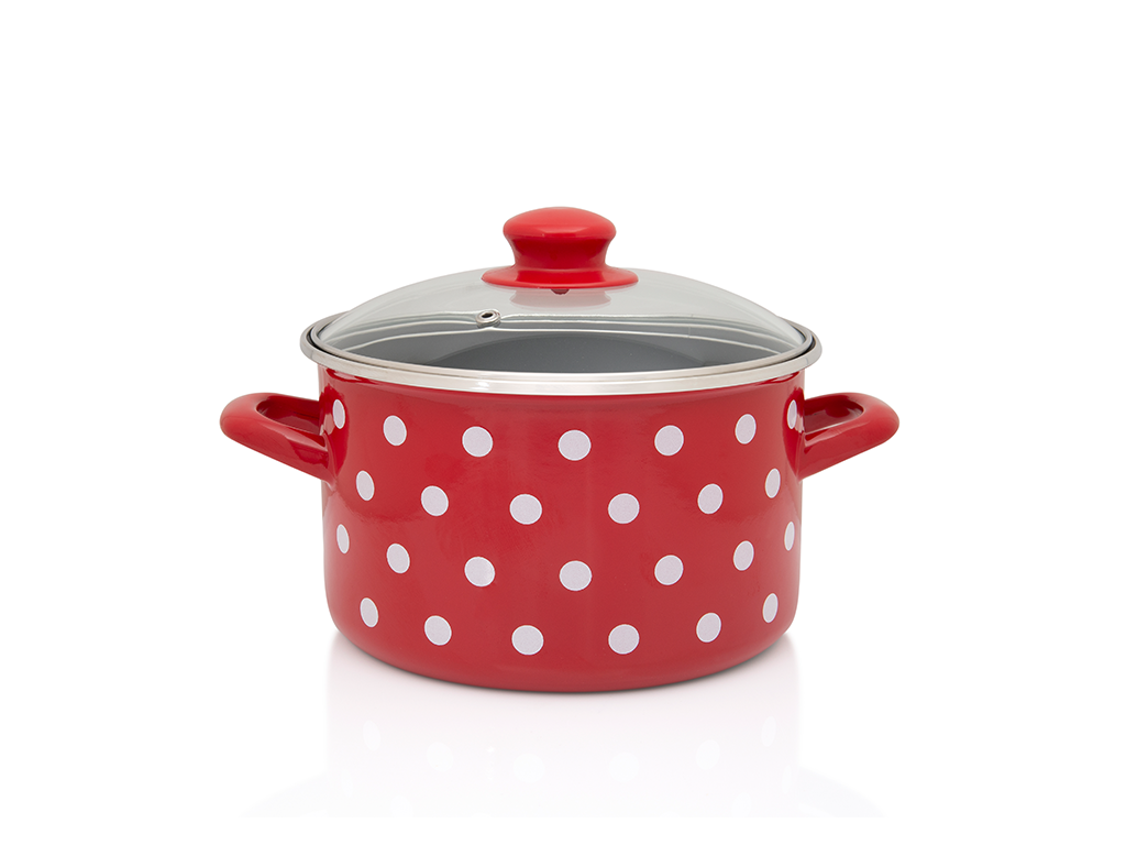 Oala 3l cu capac din sticla Tufne Metalac email/18cm/3l