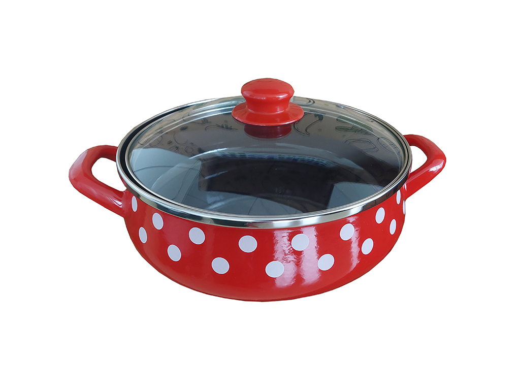 Oala cu doua manere capac sticla 4l Tufne Metalac email/24cm/4l
