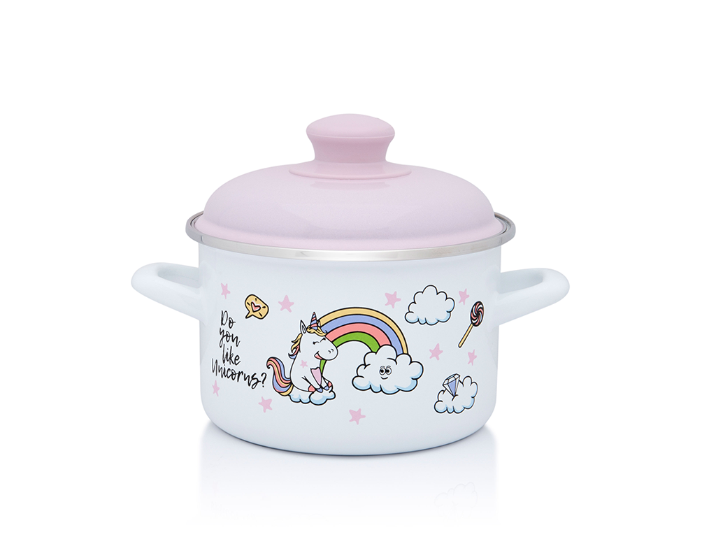 Oala 2l cu capac Unicorn Metalac email/16cm/2l