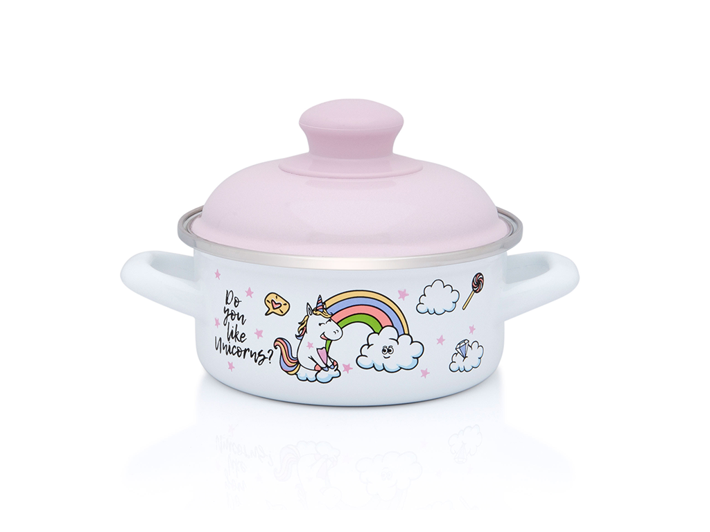 Cratita 1l cu capac Unicorn Metalac email/14cm/1l