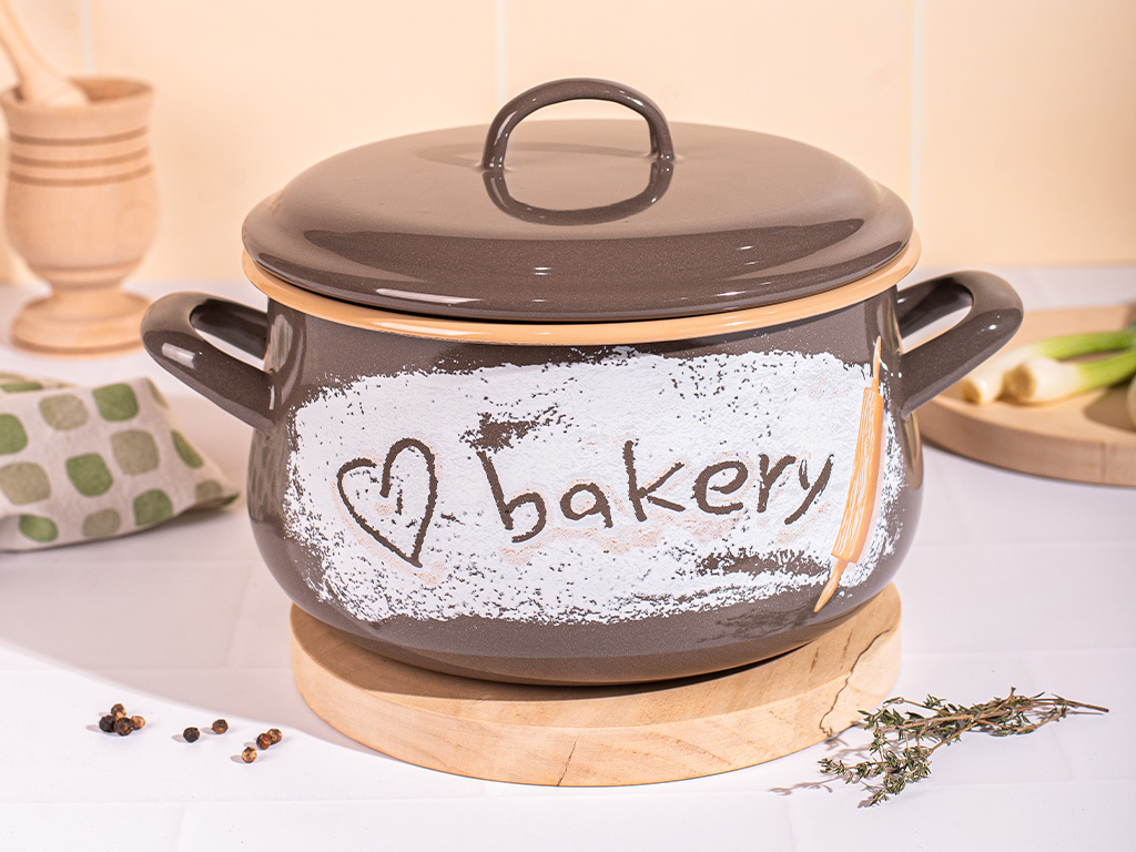 Oala 4l cu capac Bakery Metalac email/20cm/4l