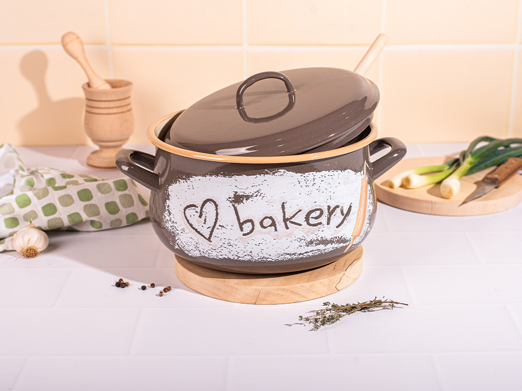 Oala 5.3l cu capac Bakery Metalac email/22cm/5.3l