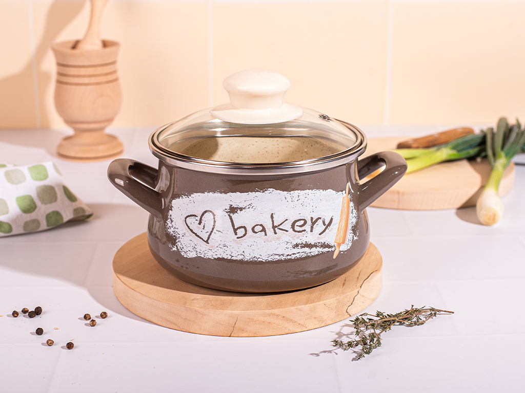 Oala 1.65l cu capac din sticla Bakery Metalac email/14cm/1.65l