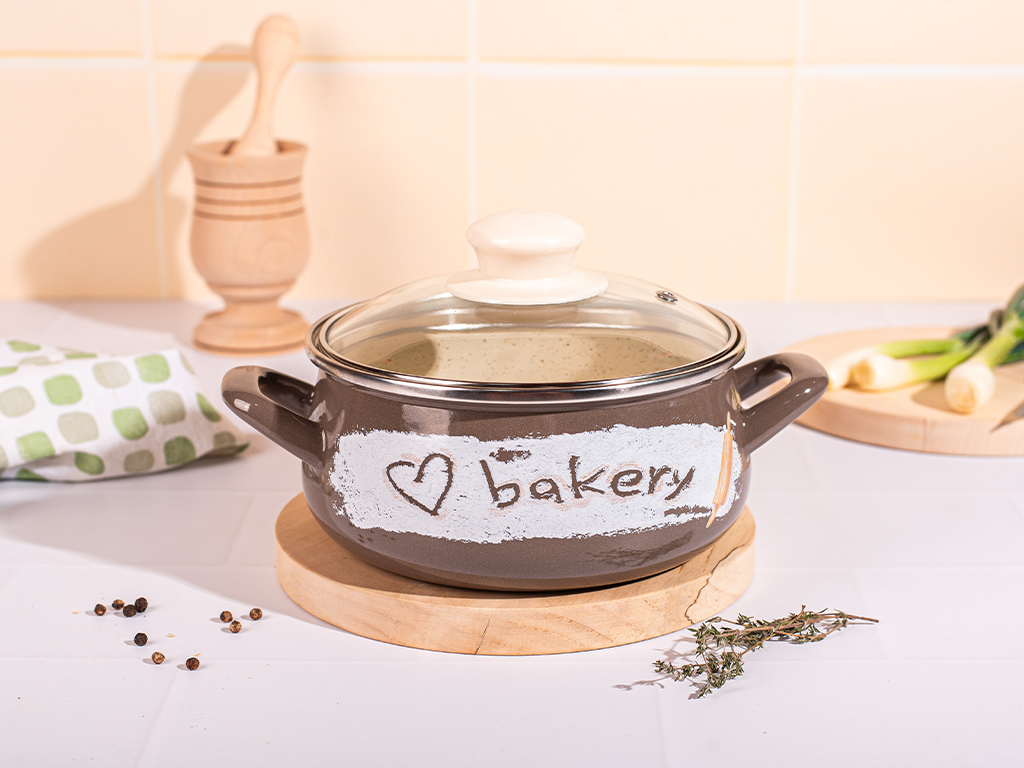 Cratita 3.35l cu capac din sticla Bakery Metalac email/20cm/3.35l