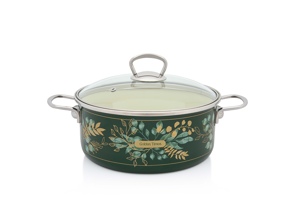 Cratita 4.75l cu capac sticla Golden Times Metalac email/24cm/4.75l