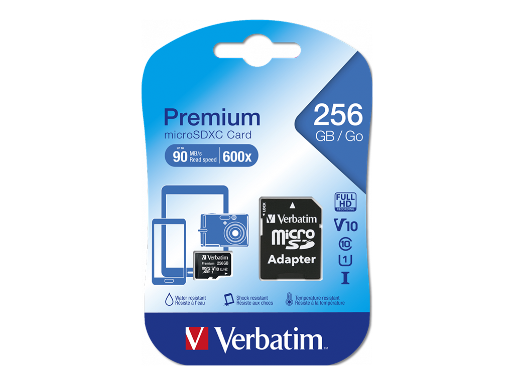 Card de memorie MicroSDXC Verbatim, 256GBPremium, CL 10