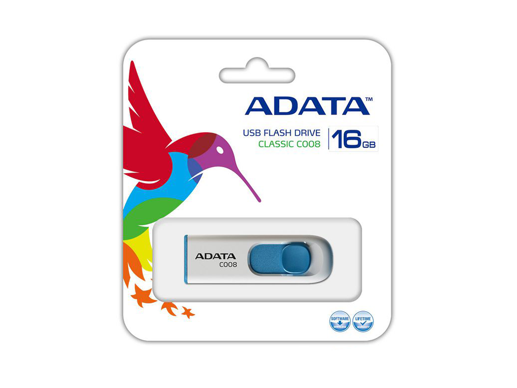 Memorie USB ADATA C008 16GB USB 2.0 Alb/Albastru