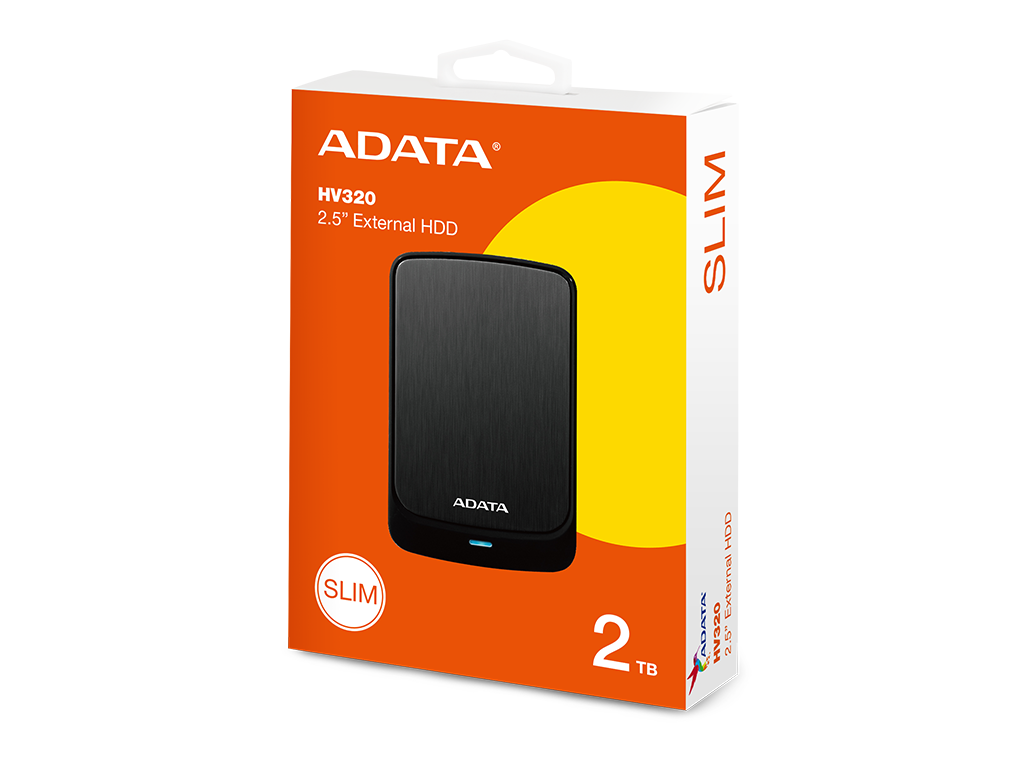 HDD extern ADATA HV320 Slim 2TB, Shock Sensor,2.5″USB 3.1, Negru