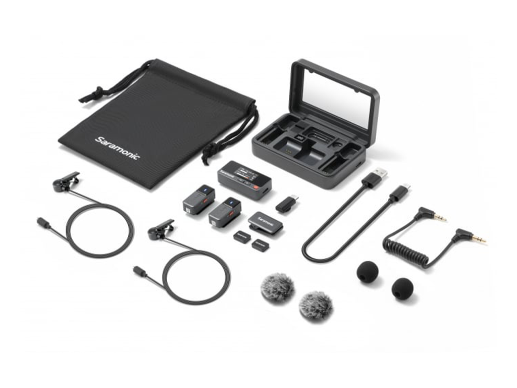 Kit microfon wireless Saramonic Air-02, 3.5mm TRS2 x lavaliere, 2 x mic; 1 x receptor, carcasa inc.