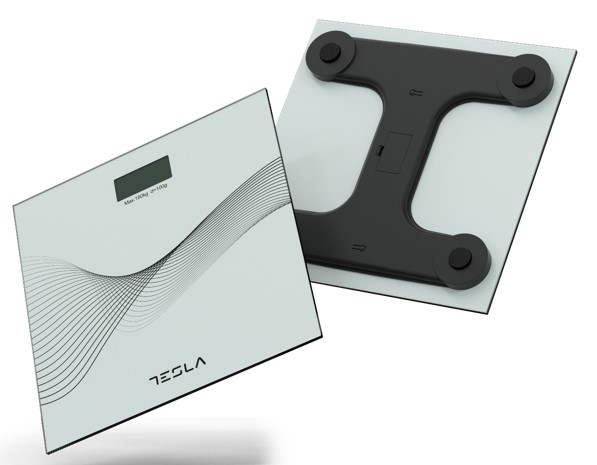 Cantar corporal Tesla BS103W, 180kg, baterii 2xAAA30x30cm, Alb