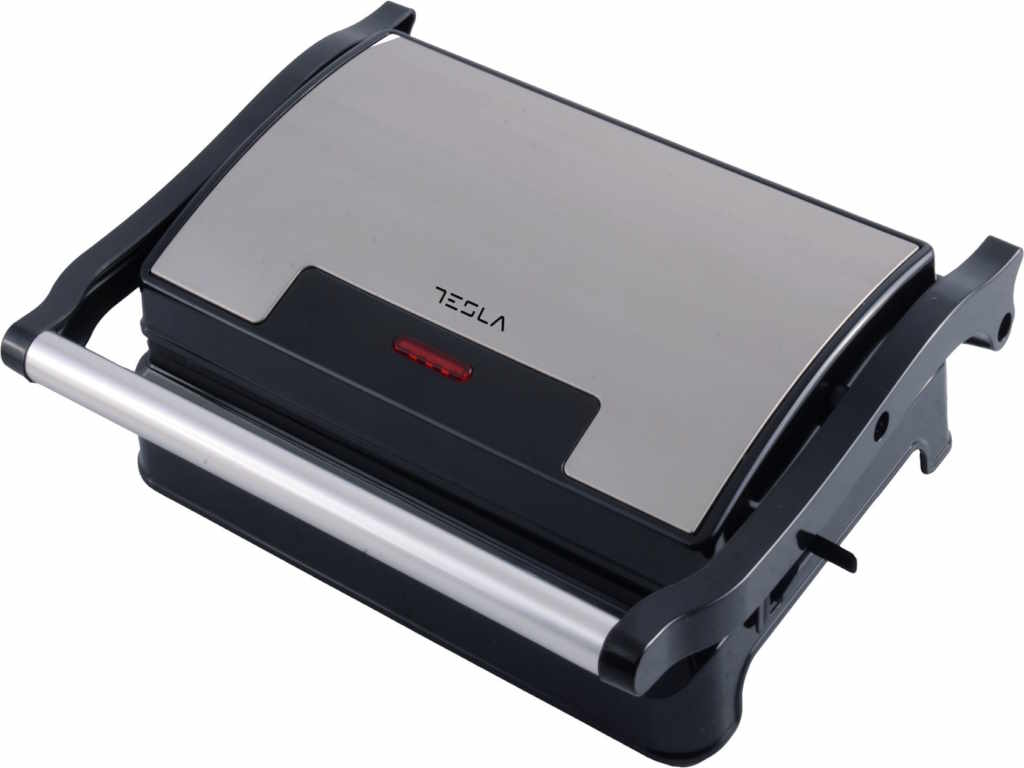 Sandwich maker, grill electric Tesla GR100BX, 700WPlaci neaderente tip grill 23×14.5 cm, Negru/ Inox