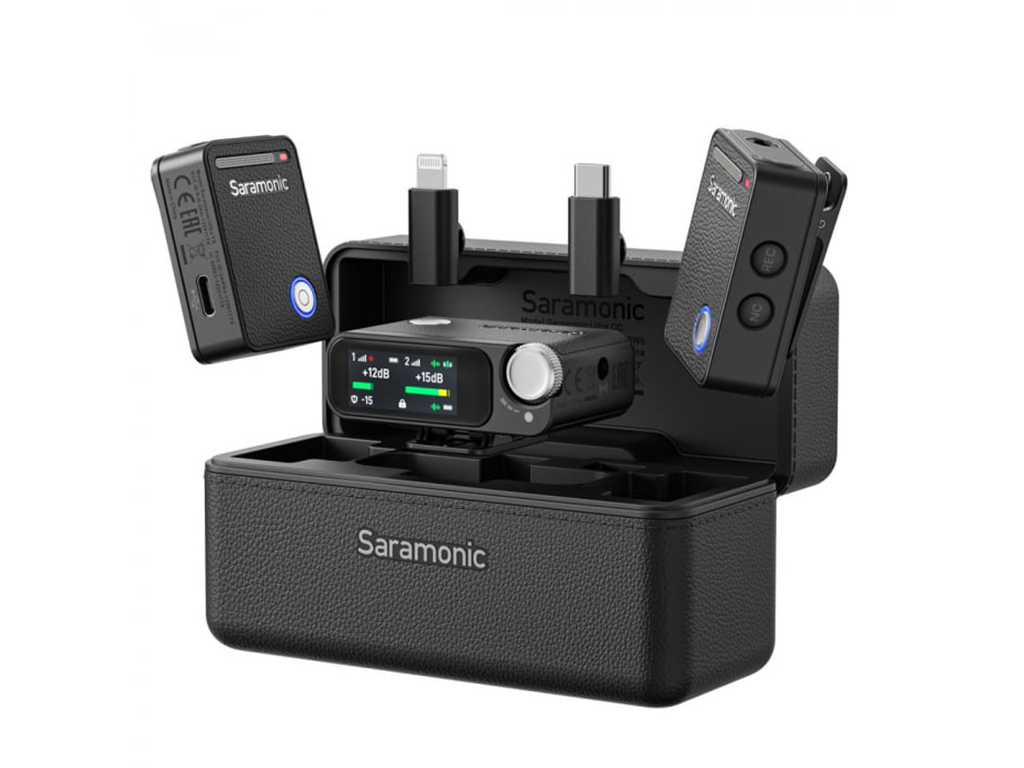 Kit microfon wireless Saramonic Ultra 01 (2TX+RX)ClearVoice, IPX5, 2 x magn. microf., negru
