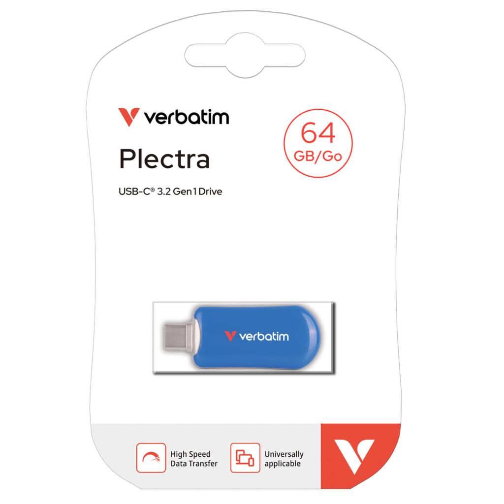 usb flash drive verbatim, plectra, 64gb, usb c, blusb 3.2 gen 1