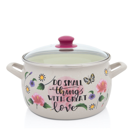 oala 7.5l cu capac din sticla spring metalacemail/24cm/7.5l