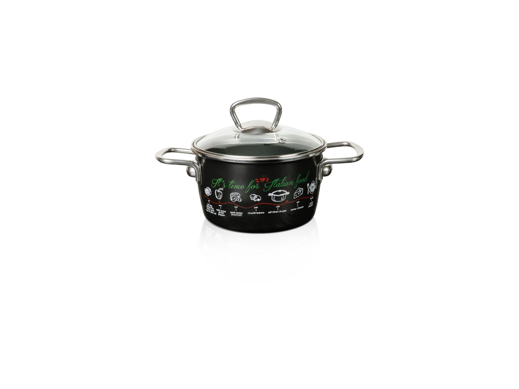 Oala 1.9l cu capac din sticla Italian Food Metalacemail/16cm/1.9l