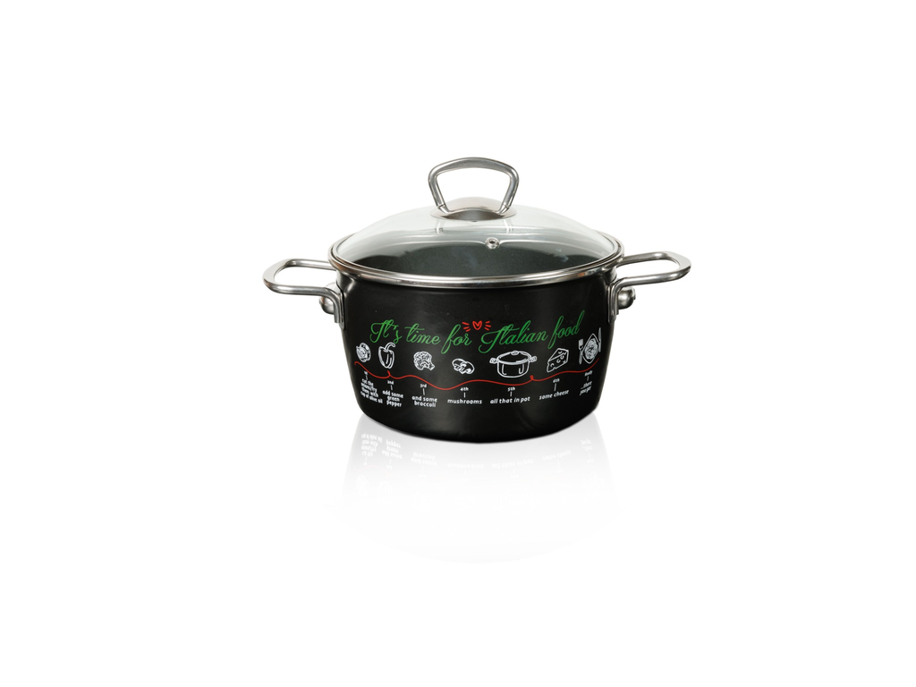 Oala 3.5l cu capac din sticla Italian Food Metalacemail/20cm/3.5l