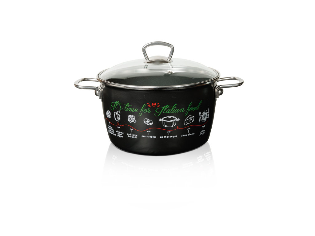 Oala 6l cu capac din sticla Italian Food Metalacemail/24cm/6l