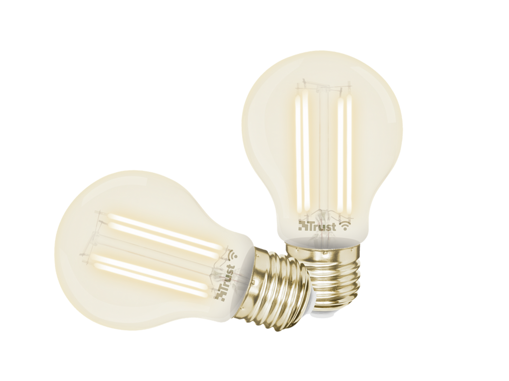 Pachet 2 becuri Trust LED filament WiFi, E27luminozitate 470 lm, clasa energetica A+